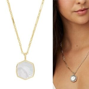 Kendra Scott Davis Long Pendant Necklace, Gold/ Ivory Mother of Pearl NWT